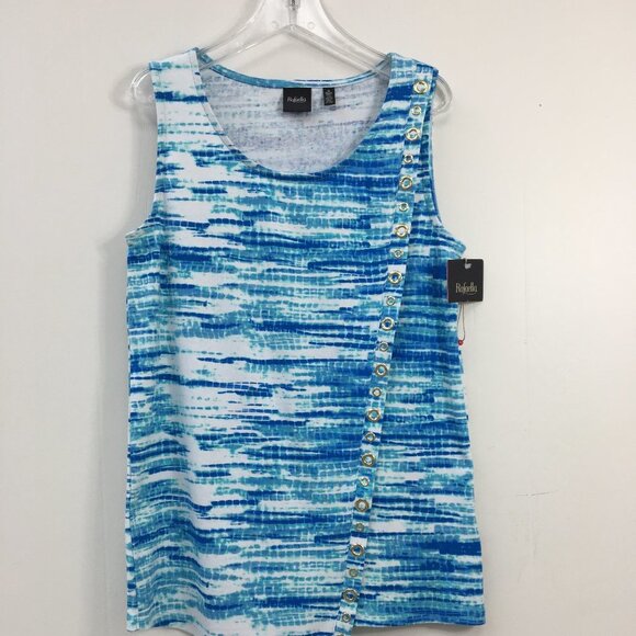 Rafaella Cabana Party Blue and White Sleeveless Top Size S NEW With Tags - Picture 1 of 6
